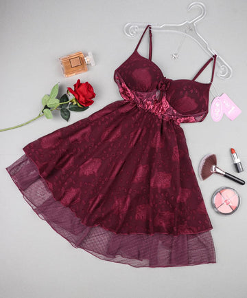 Burgundy Nightgown with invisible Bra